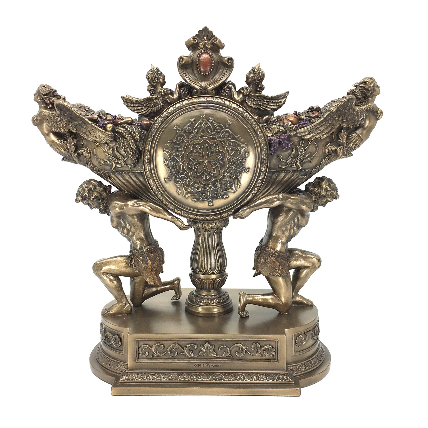 Mythological Desktop Large Decorative Clock with Atlas and Angel Figures