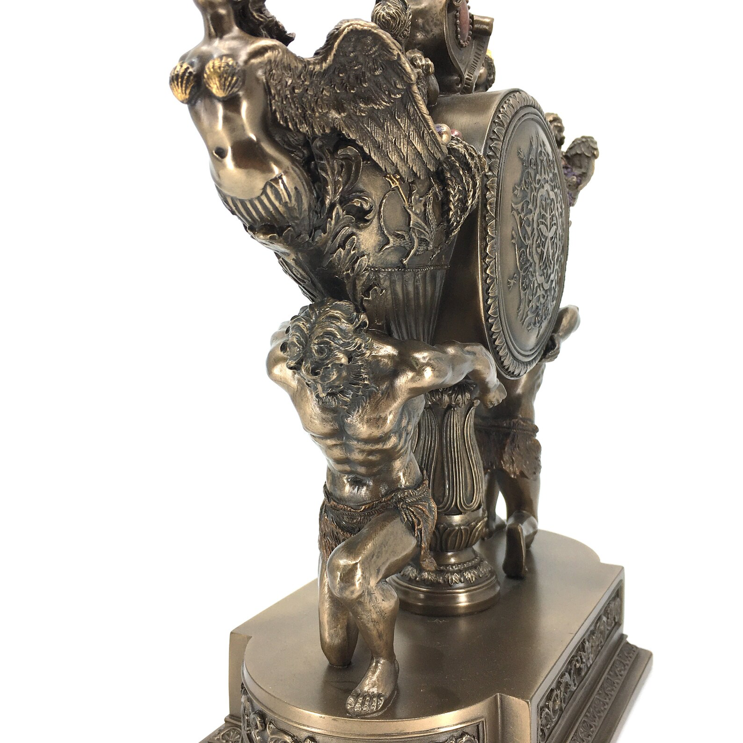 Mythological Desktop Large Decorative Clock with Atlas and Angel Figures