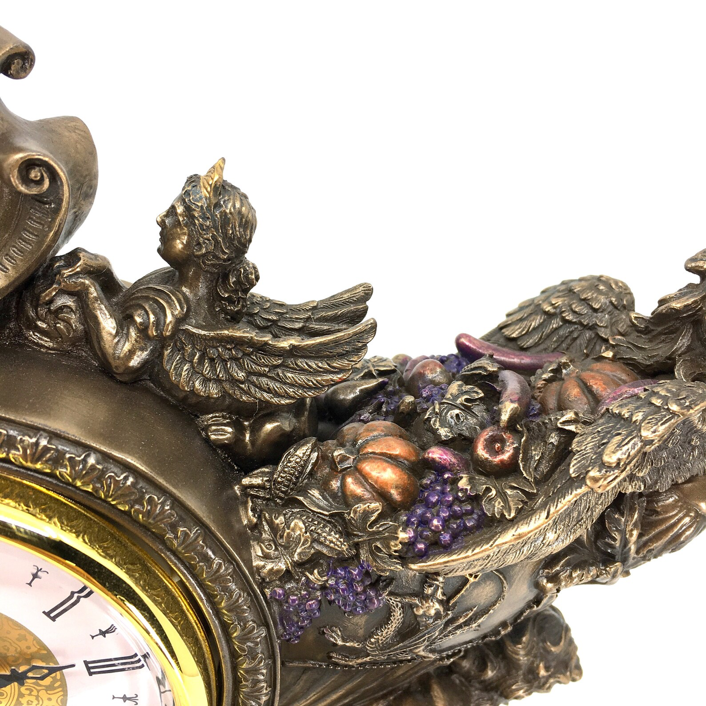 Mythological Desktop Large Decorative Clock with Atlas and Angel Figures