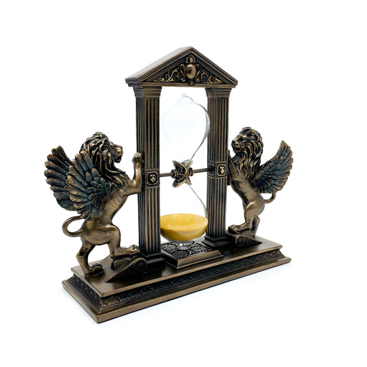 Aziz Mark Kanatlı Aslan Figürlü Dekoratif Kum Saati