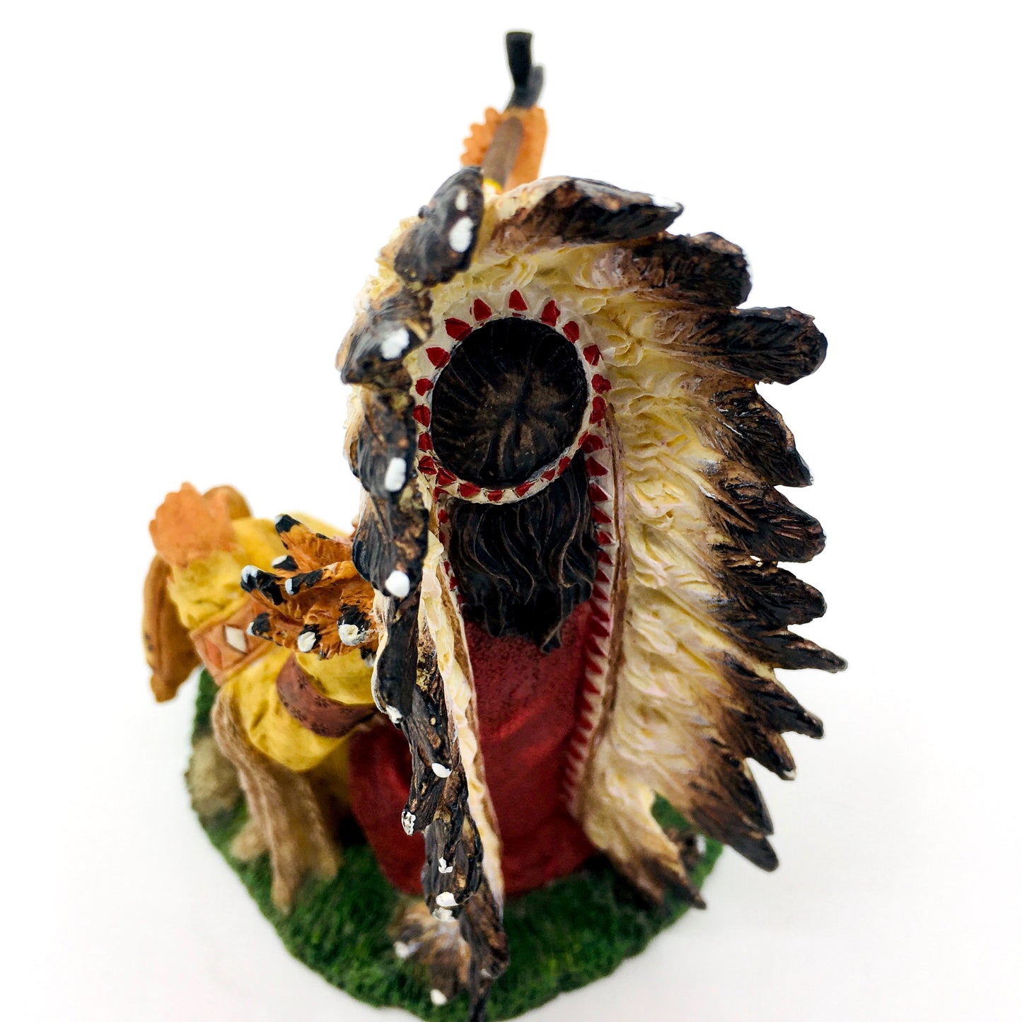 Native American Indian Chief Drinking Peace Pipe Decorative Figurine