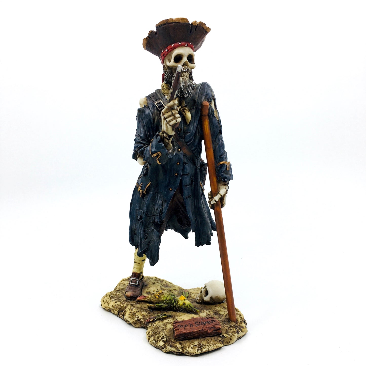 Skeleton Pirate John Silver Colored Decorative Figurine