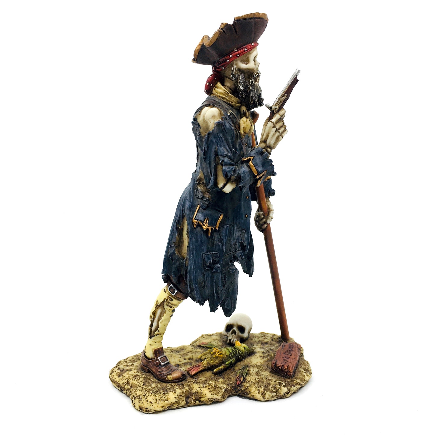 Skeleton Pirate John Silver Colored Decorative Figurine