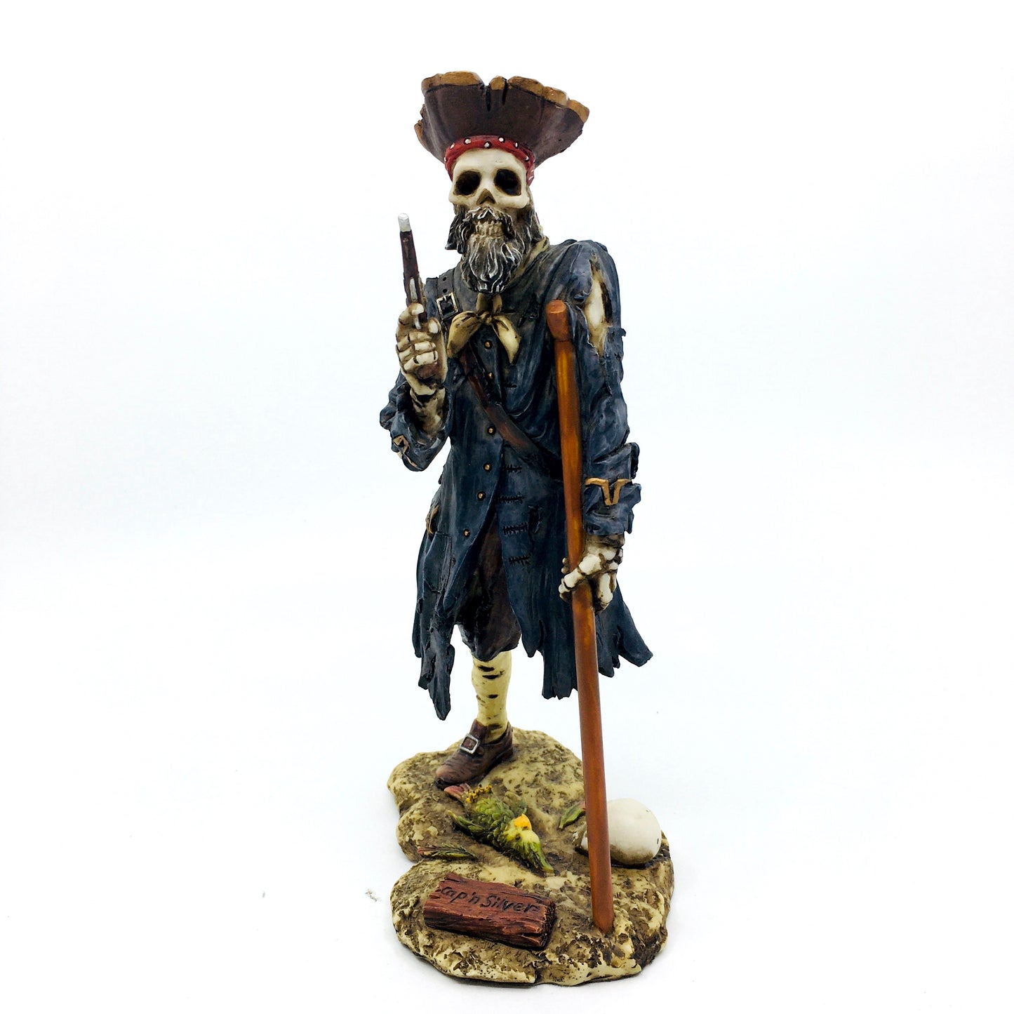 Skeleton Pirate John Silver Colored Decorative Figurine