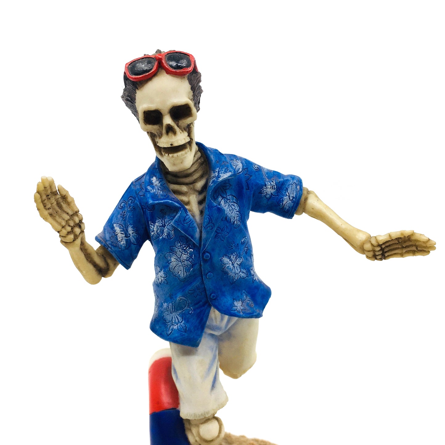 Skeleton Beach Man Making Fetch for His Dog Figurine