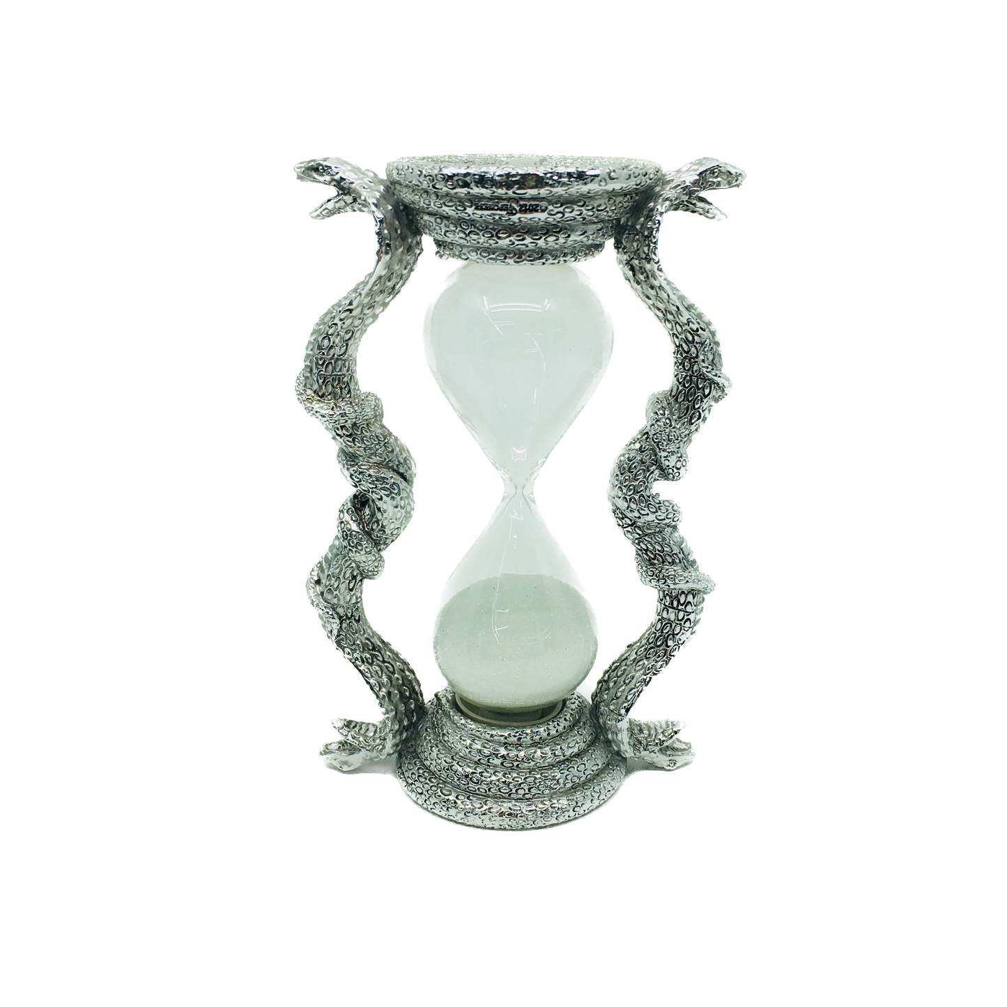 Kobra Figürlü Gümüş Renkli Dekoratif Kum Saati