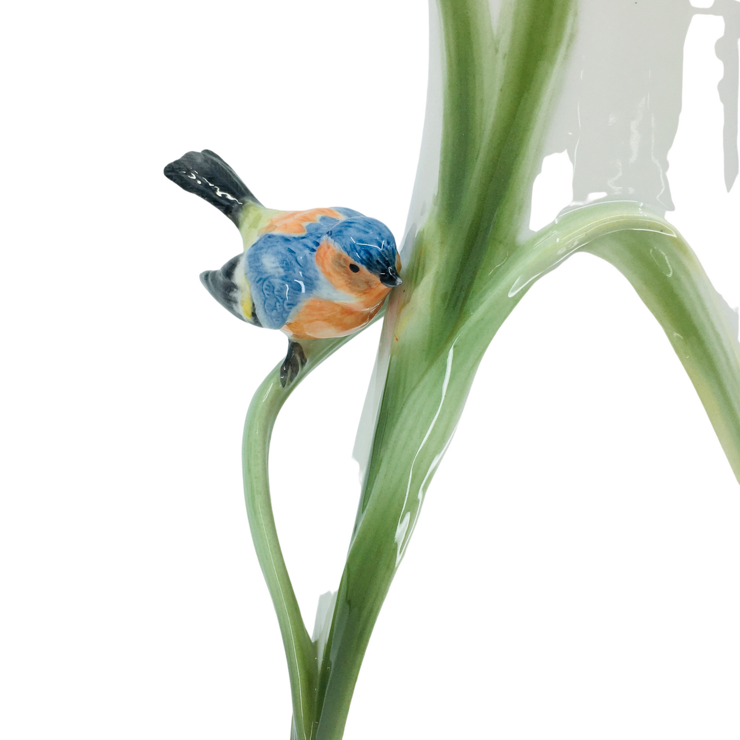 Kuş Figürlü Renkli Porselen Vazo