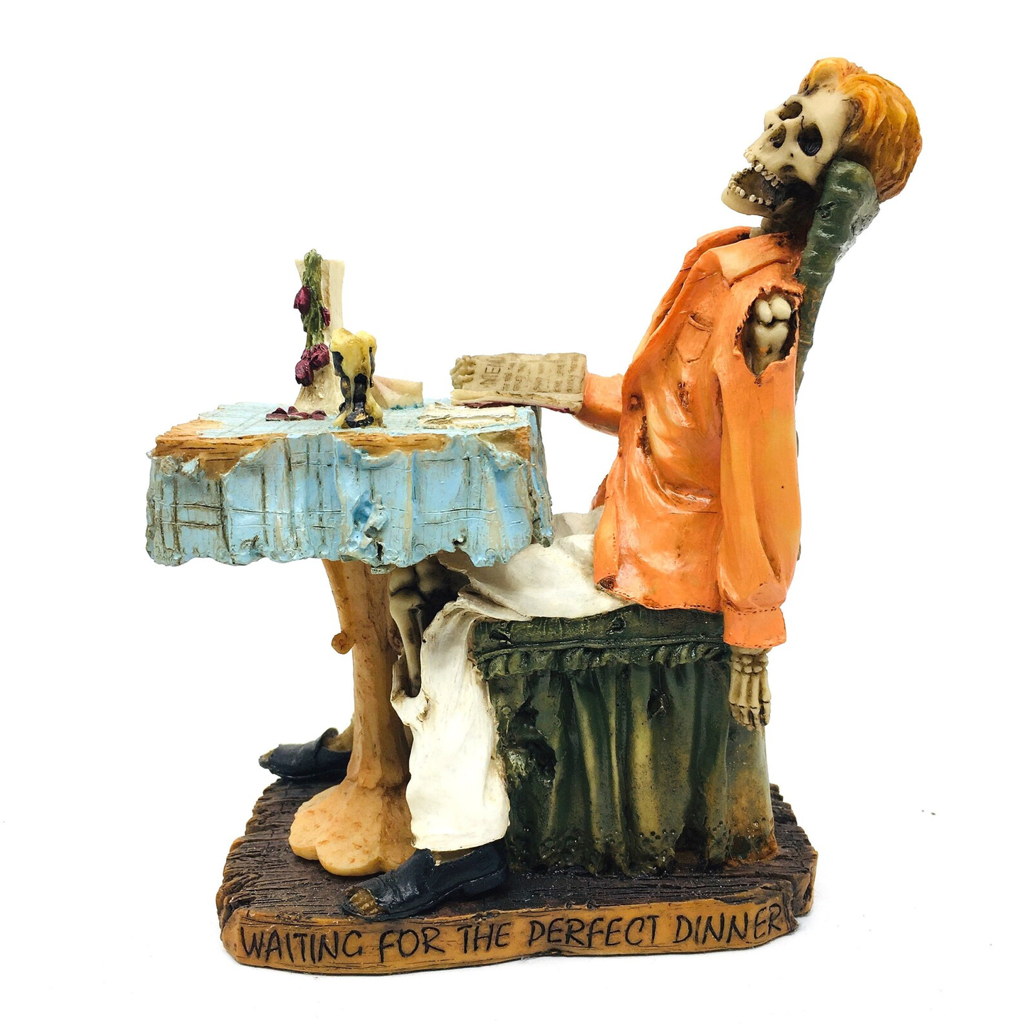 Male Skeleton Figurine Waiting for the Perfect Meal