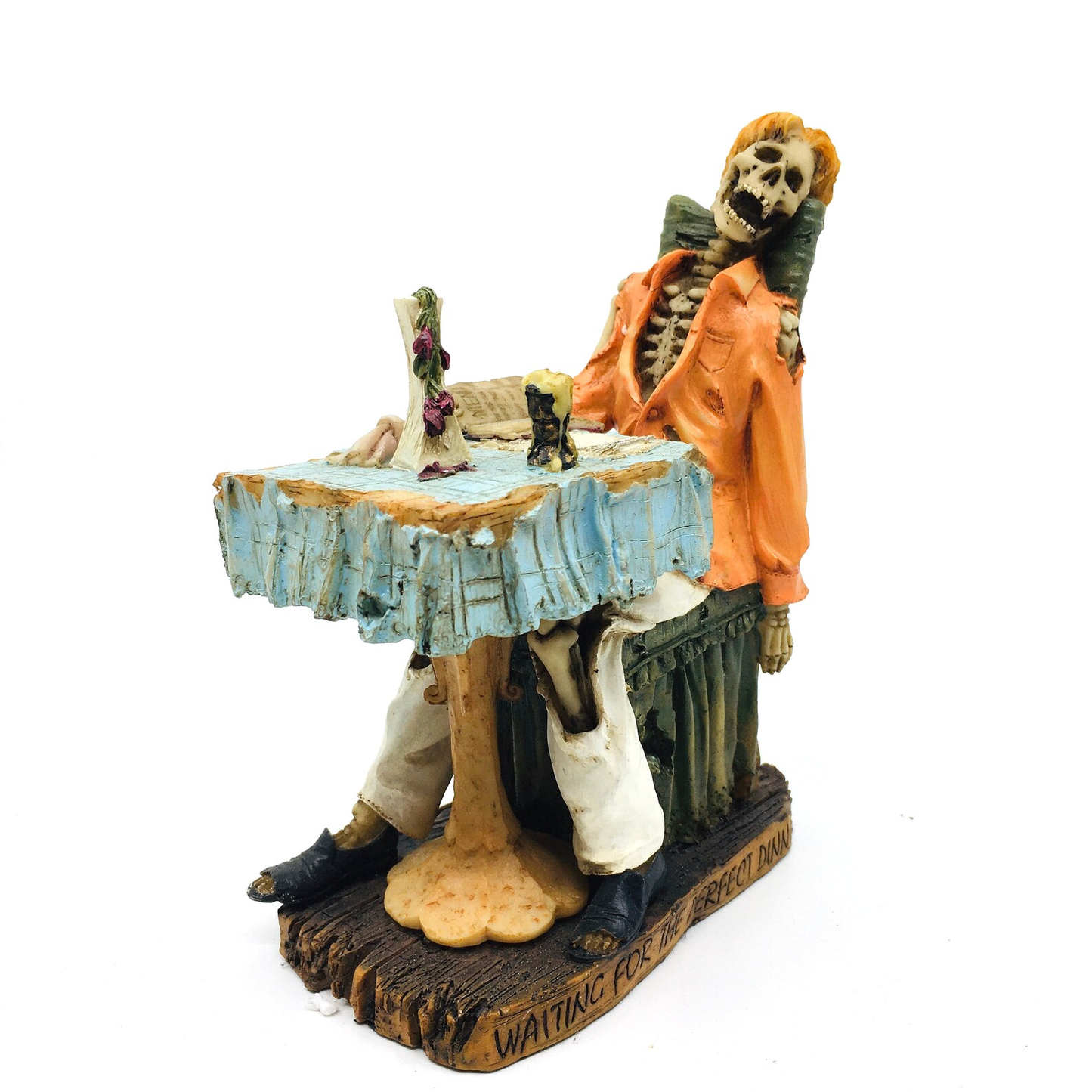 Male Skeleton Figurine Waiting for the Perfect Meal