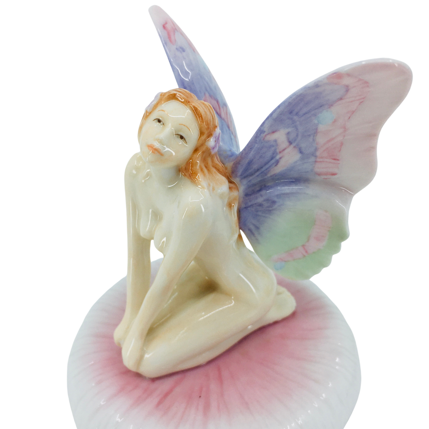 Peri Kızı Figürlü Porselen Renkli Minik Kapaklı Mücevher Kutusu