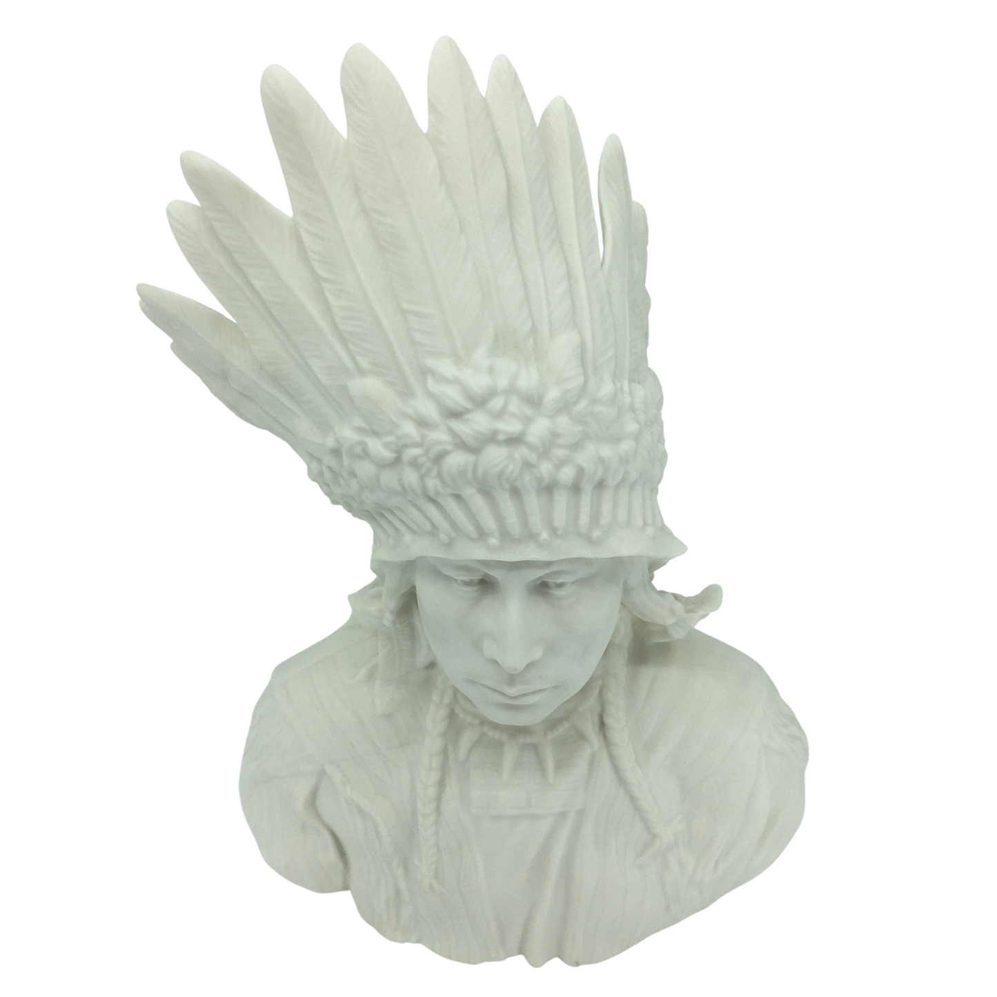 Porselen Mat Beyaz Kızılderili Şef Oturan Boğa Büstü