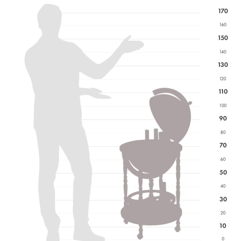 Zoffoli Minerva Blue Ocean Ayaklı ve Tekerlekli Atlas Dünya Küre Bar