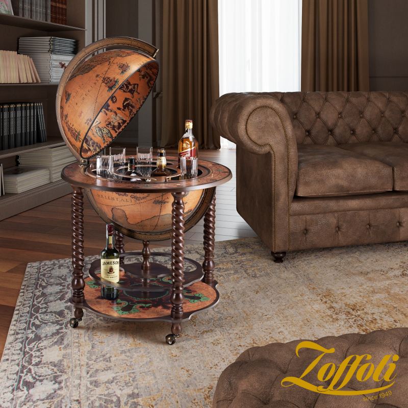 Zoffoli Noble Bacco Spiral Ayaklı ve Tekerlekli Klasik İçki Dolabı