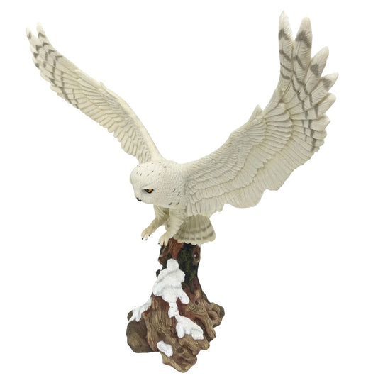 Veronese Kanatları Açık Kar Baykuşu Heykeli - 34 CM Büyük Boy