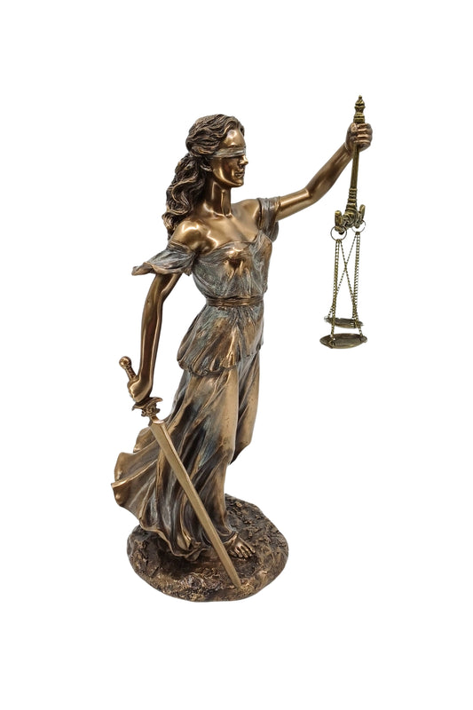 Bronz Kaplama Adalet Tanrıçası Themis Heykeli – 35 cm