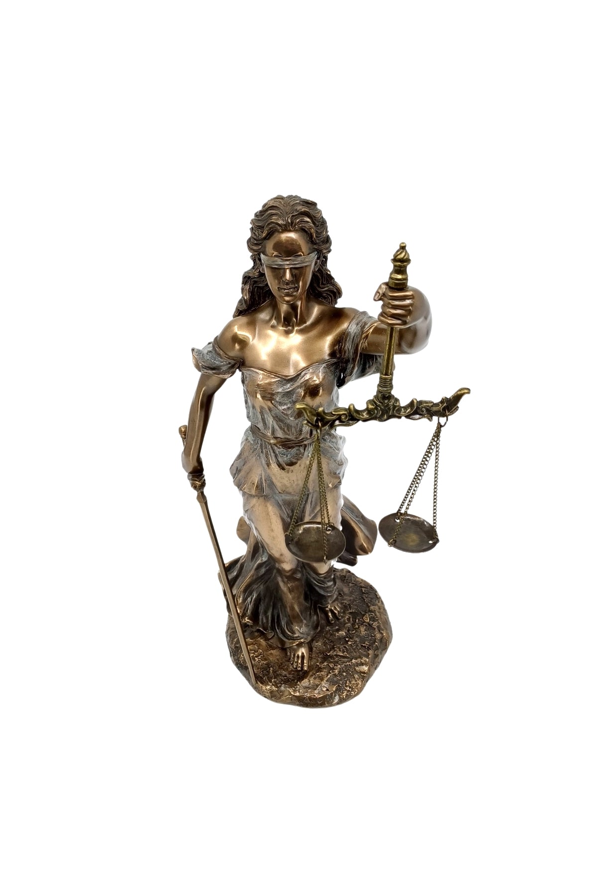 Bronz Kaplama Adalet Tanrıçası Themis Heykeli – 35 cm