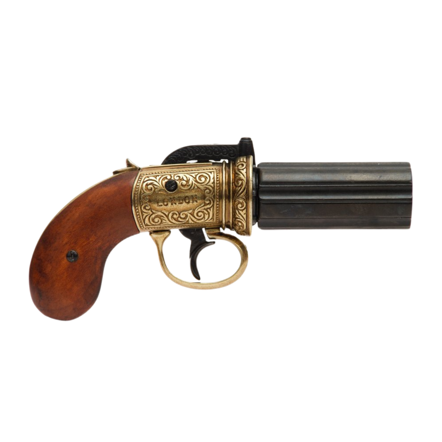 Denix 6 Namlulu Pepperbox Koleksiyonluk Revolver Model Tabanca - ENGLAND 1840