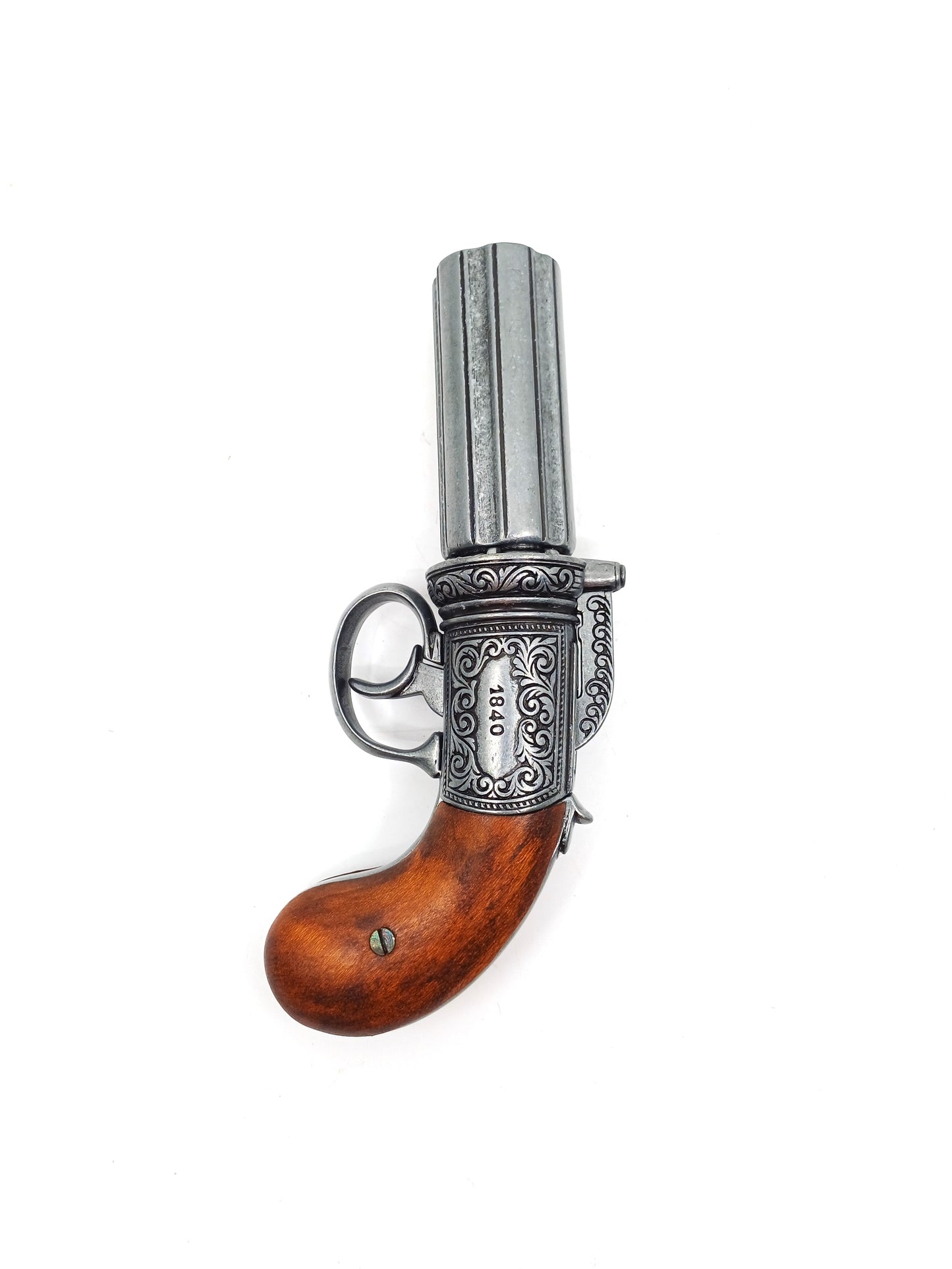 Denix 6 Namlulu Pepperbox Revolver Koleksiyonluk Model Tabanca – İngiltere 1840