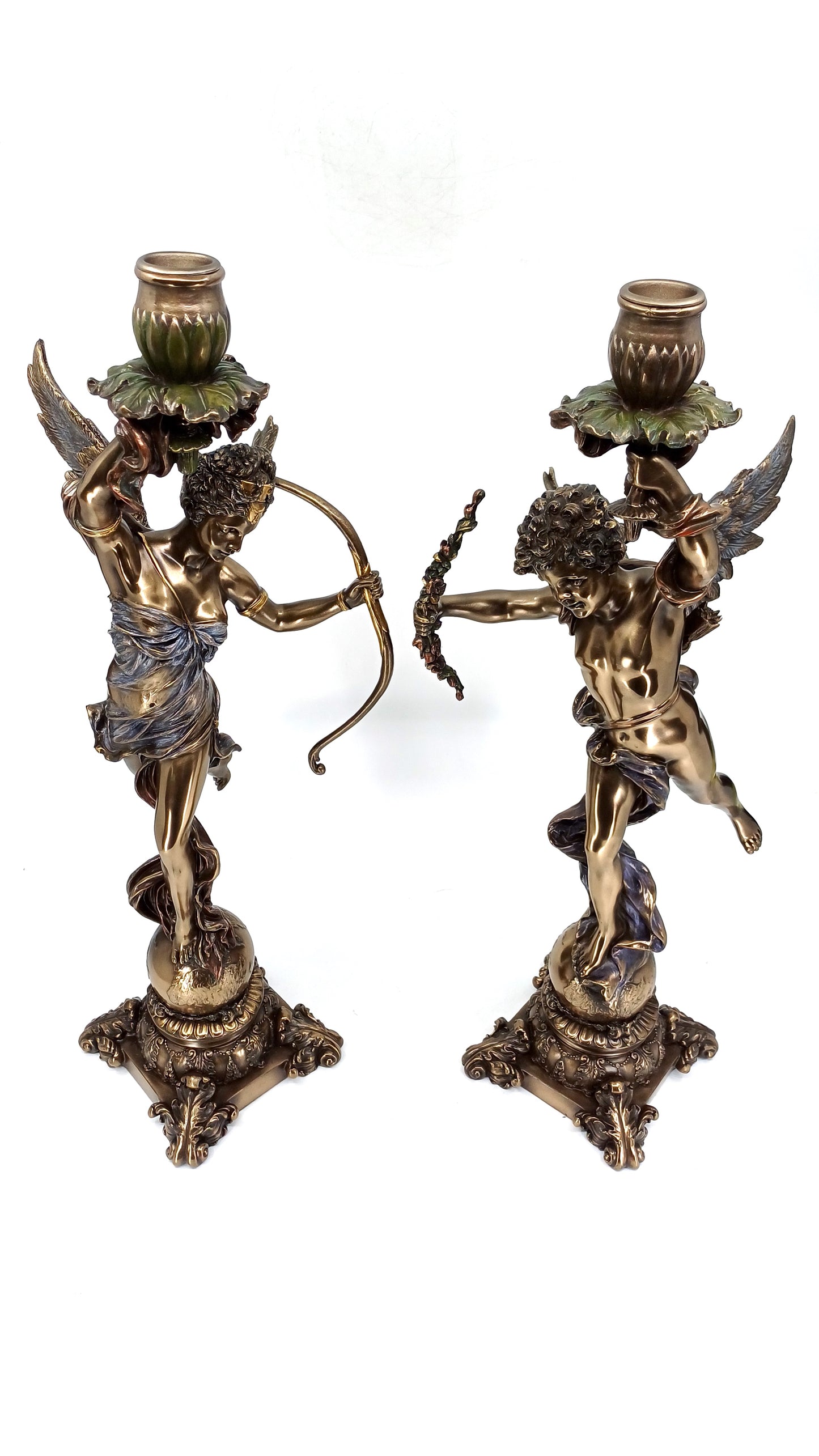 Diana ve Eros Dekoratif İkili Klasik Şamdan Seti