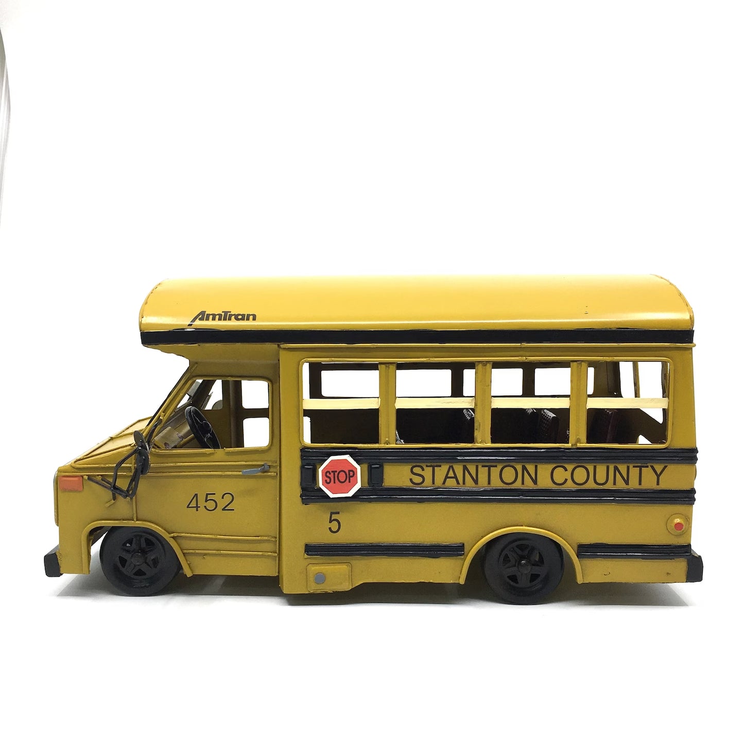 Metal Amerikan Klasik Sarı Dekoratif Okul Servisi Otobüsü