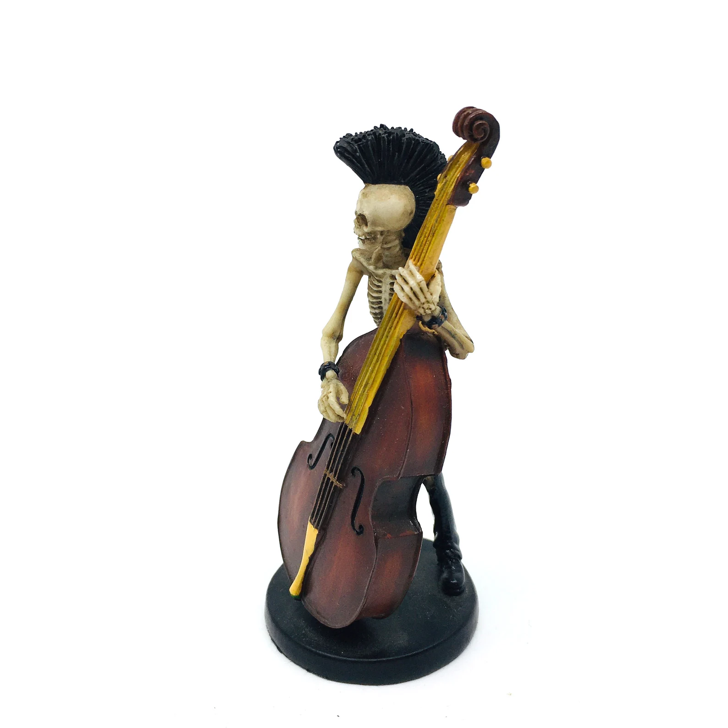 Punk Skeleton Double Bass Player Fun Figurine