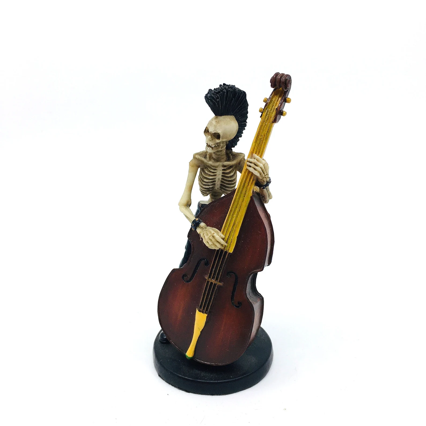 Punk Skeleton Double Bass Player Fun Figurine