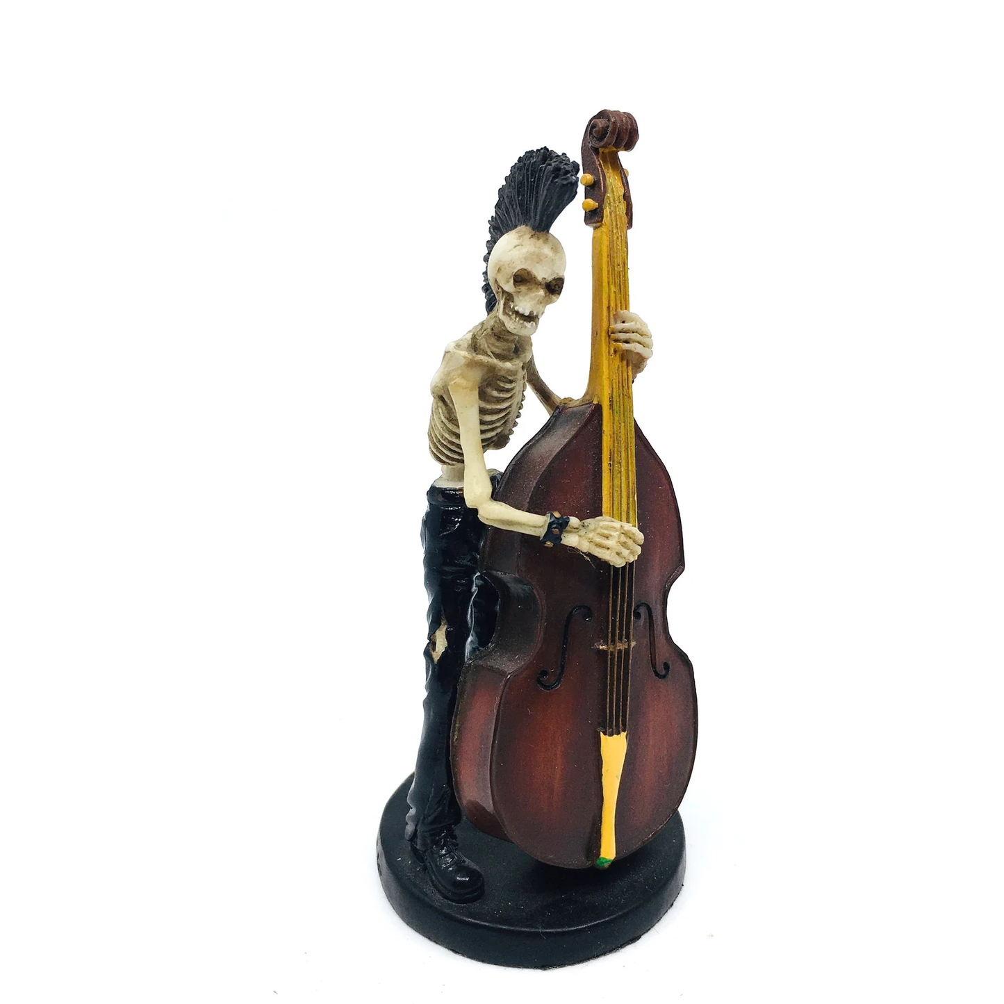 Punk Skeleton Double Bass Player Fun Figurine