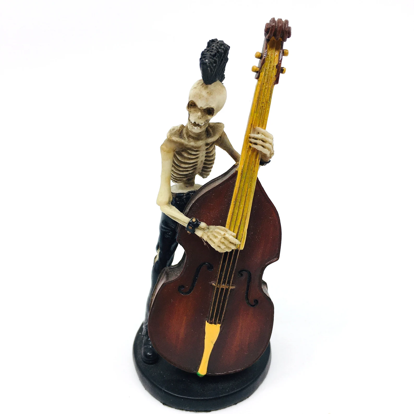 Punk Skeleton Double Bass Player Fun Figurine
