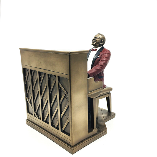 Piyano Çalan Erkek Siyahi Caz Müzisyeni Koleksiyonluk Biblo