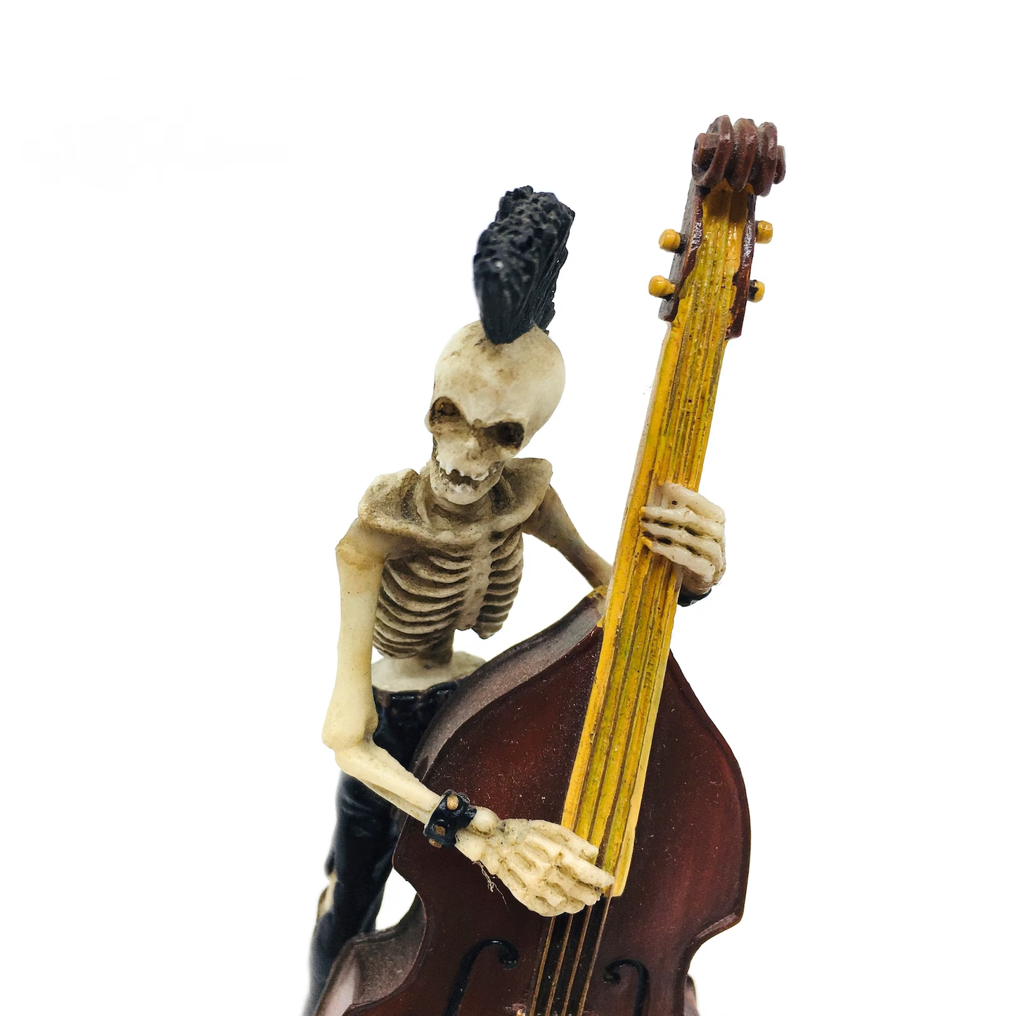 Punk Skeleton Double Bass Player Fun Figurine