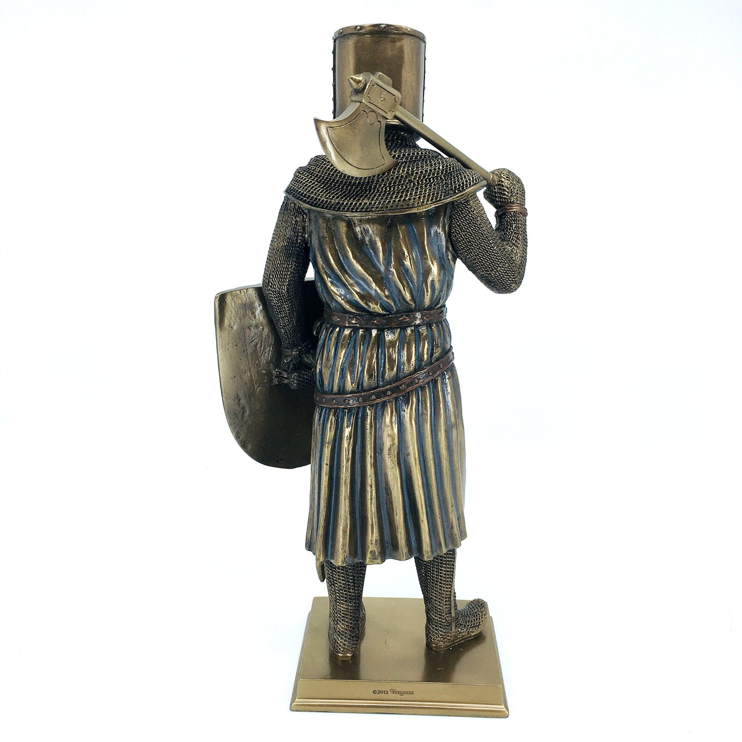 Armored Medieval Templar Figurine with Ax and Shield