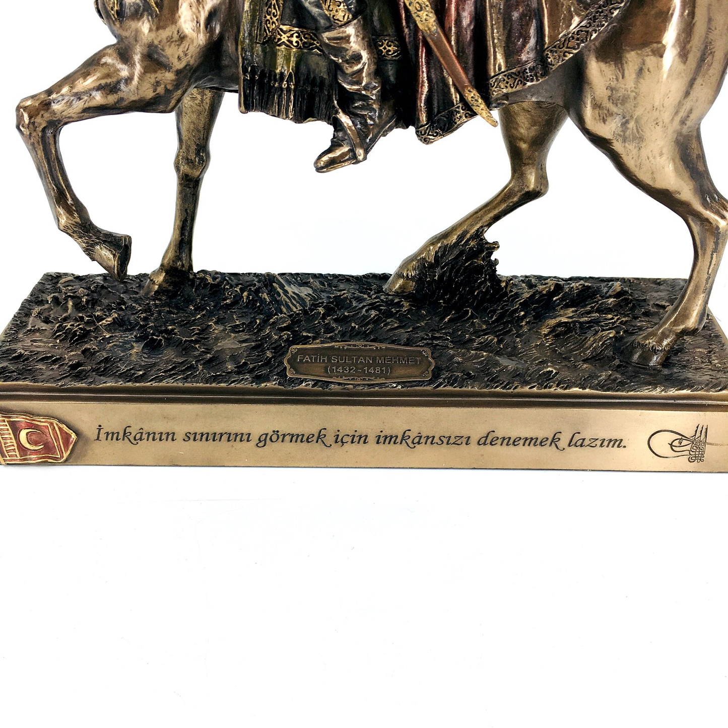 Bronz Renkli Atlı Fatih Sultan Mehmet Biblosu
