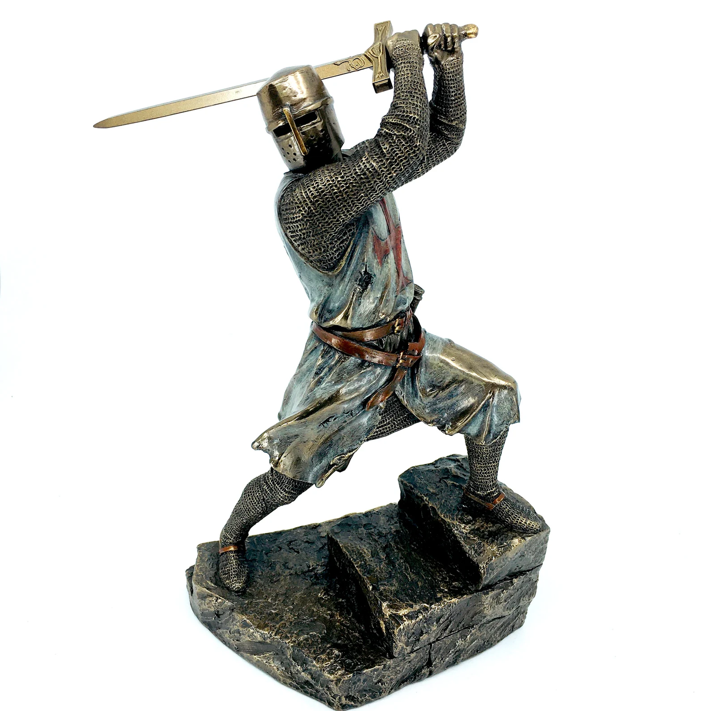 Medieval Templar Figurine Fighting with His Sword
