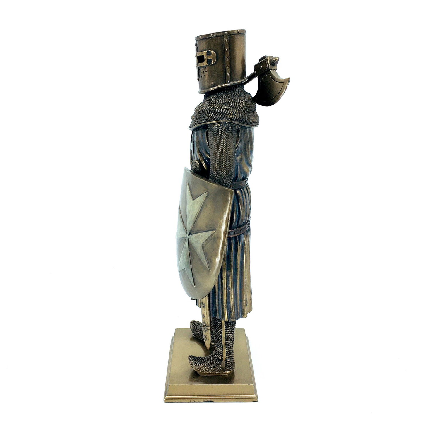 Armored Medieval Templar Figurine with Ax and Shield