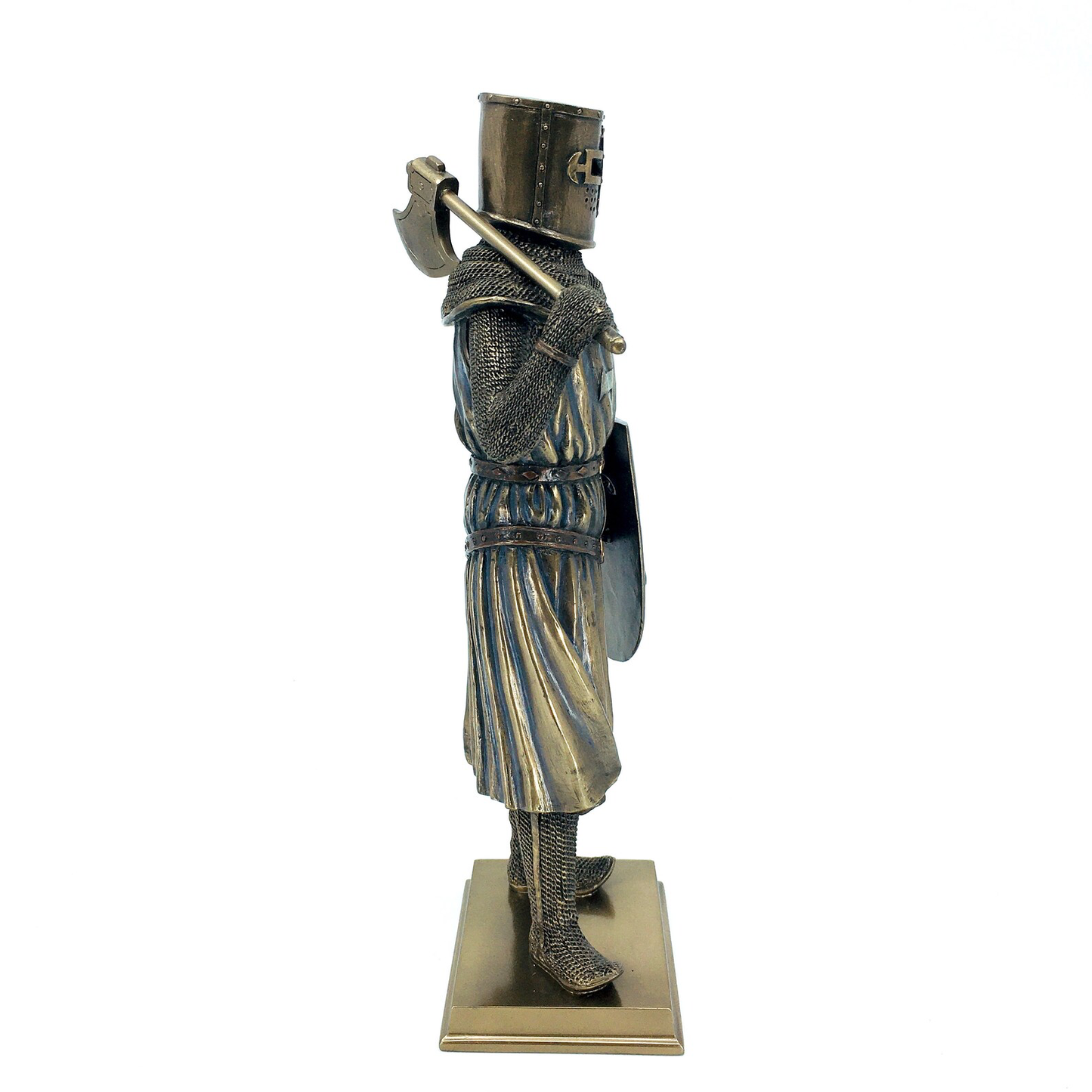 Armored Medieval Templar Figurine with Ax and Shield