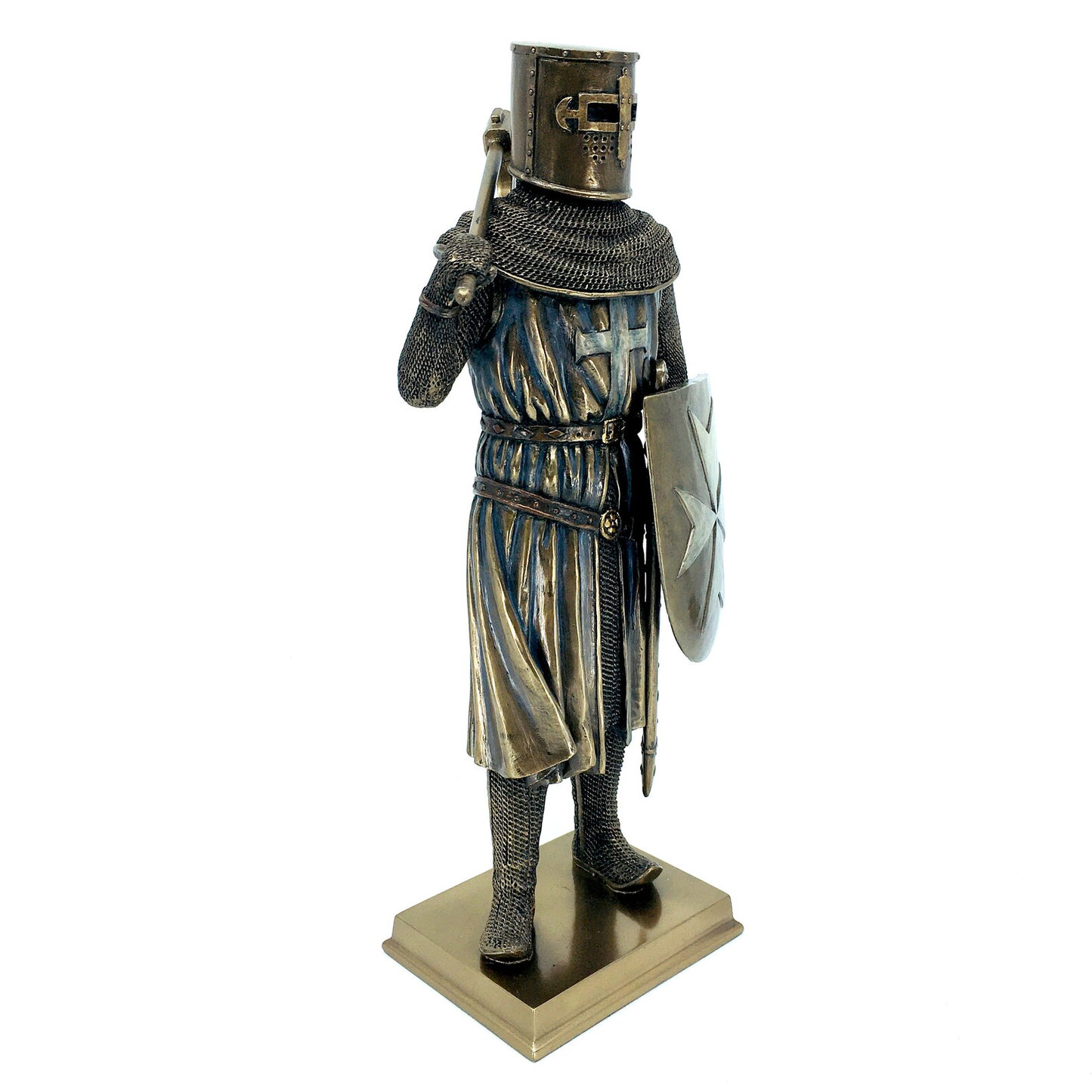 Armored Medieval Templar Figurine with Ax and Shield