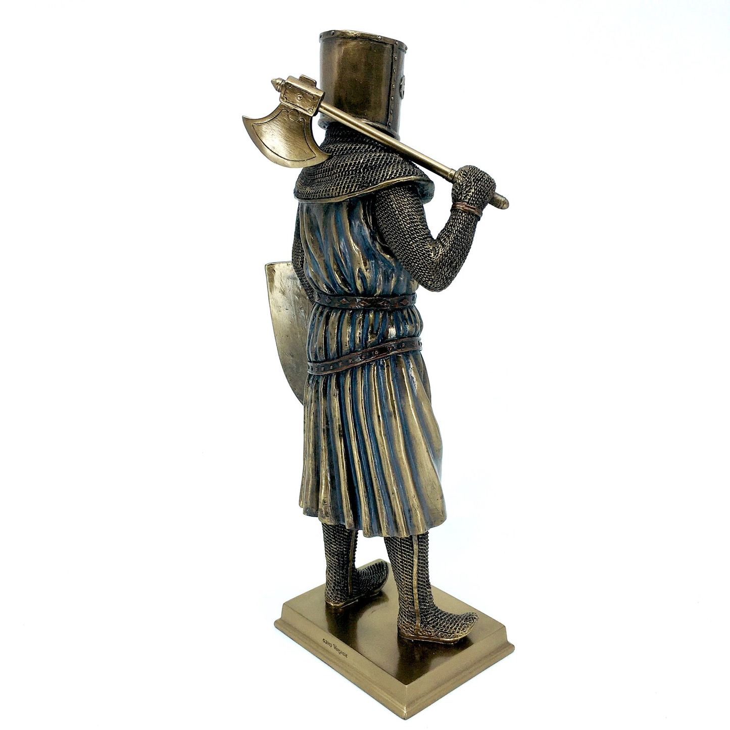 Armored Medieval Templar Figurine with Ax and Shield