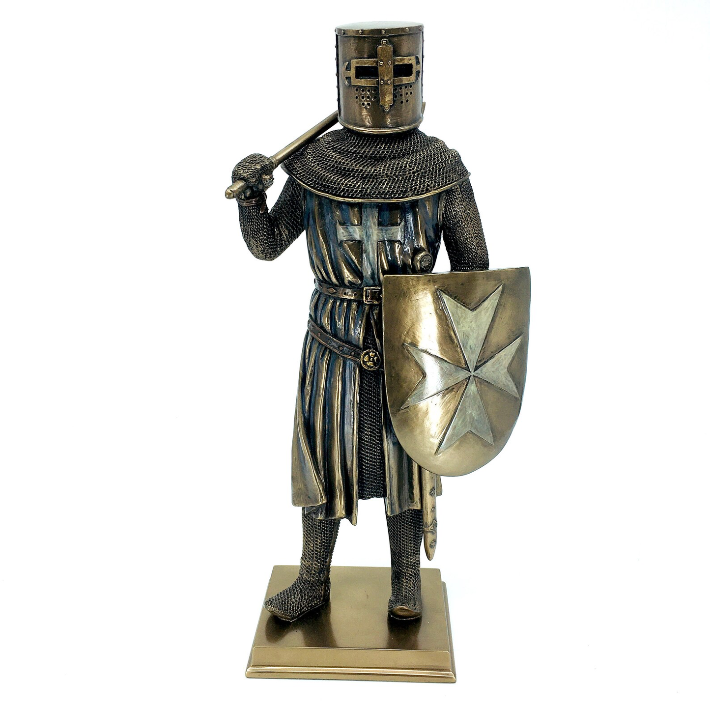 Armored Medieval Templar Figurine with Ax and Shield