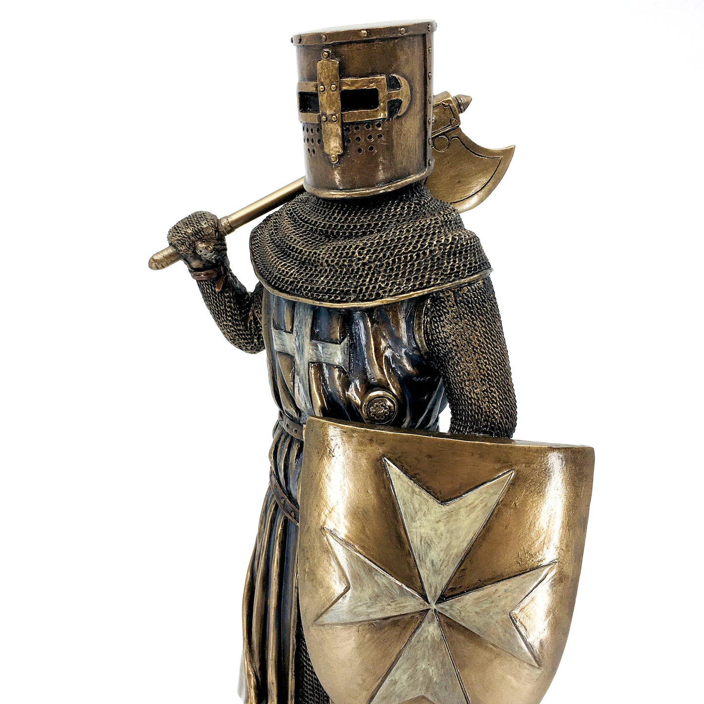 Armored Medieval Templar Figurine with Ax and Shield
