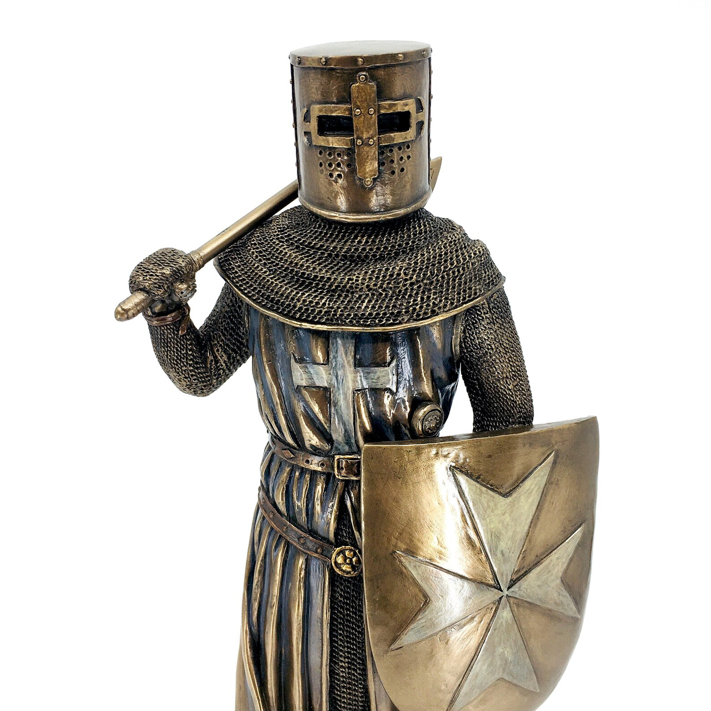 Armored Medieval Templar Figurine with Ax and Shield