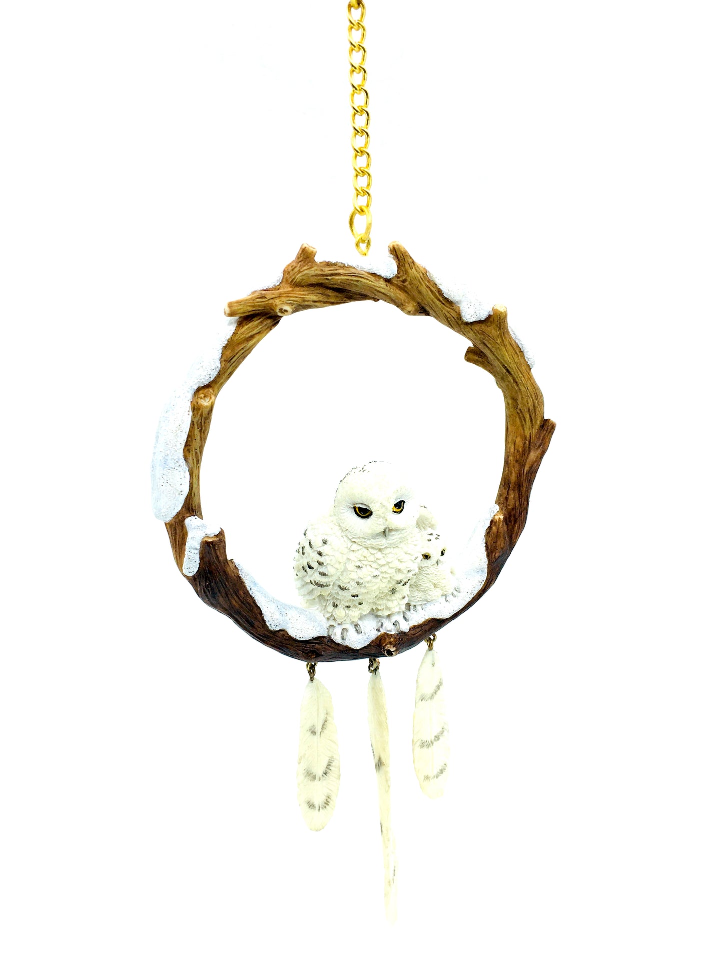 Swingable Wall and Door Ornament with Snowy Owl Figure