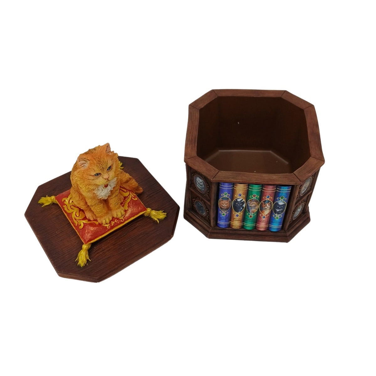 Lisa Parker Tasarım Kedi ve Kitap Temalı Biblo Dekoratif Kutu