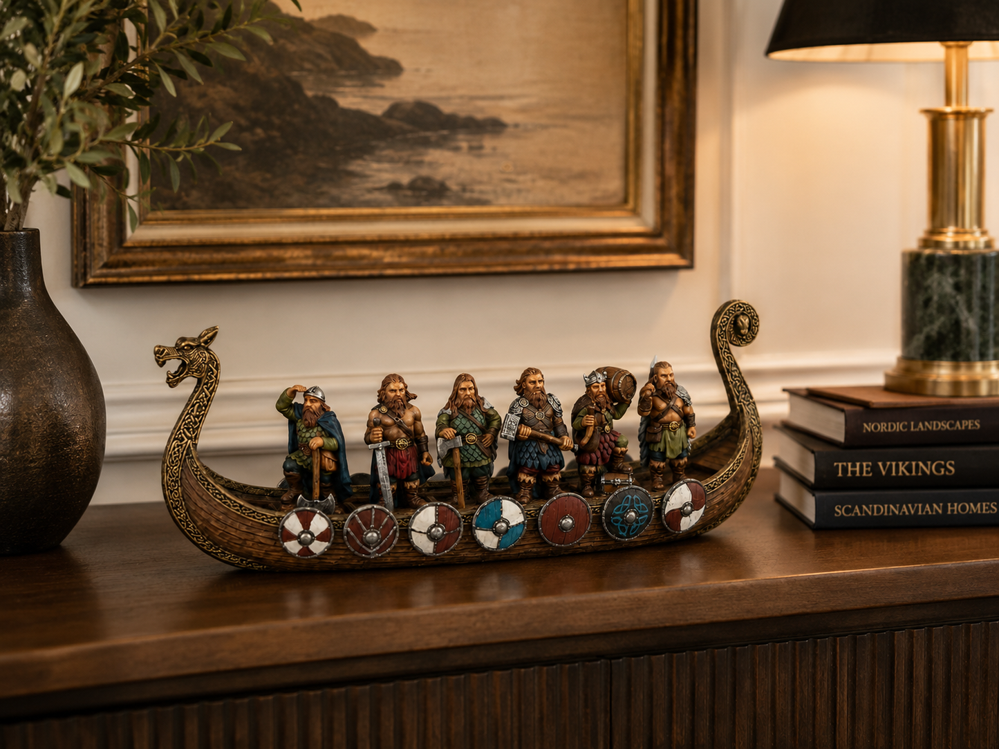 Veronese Viking Savaş Gemisi ve 6 Viking Savaşçı Figürü | WU78528AA