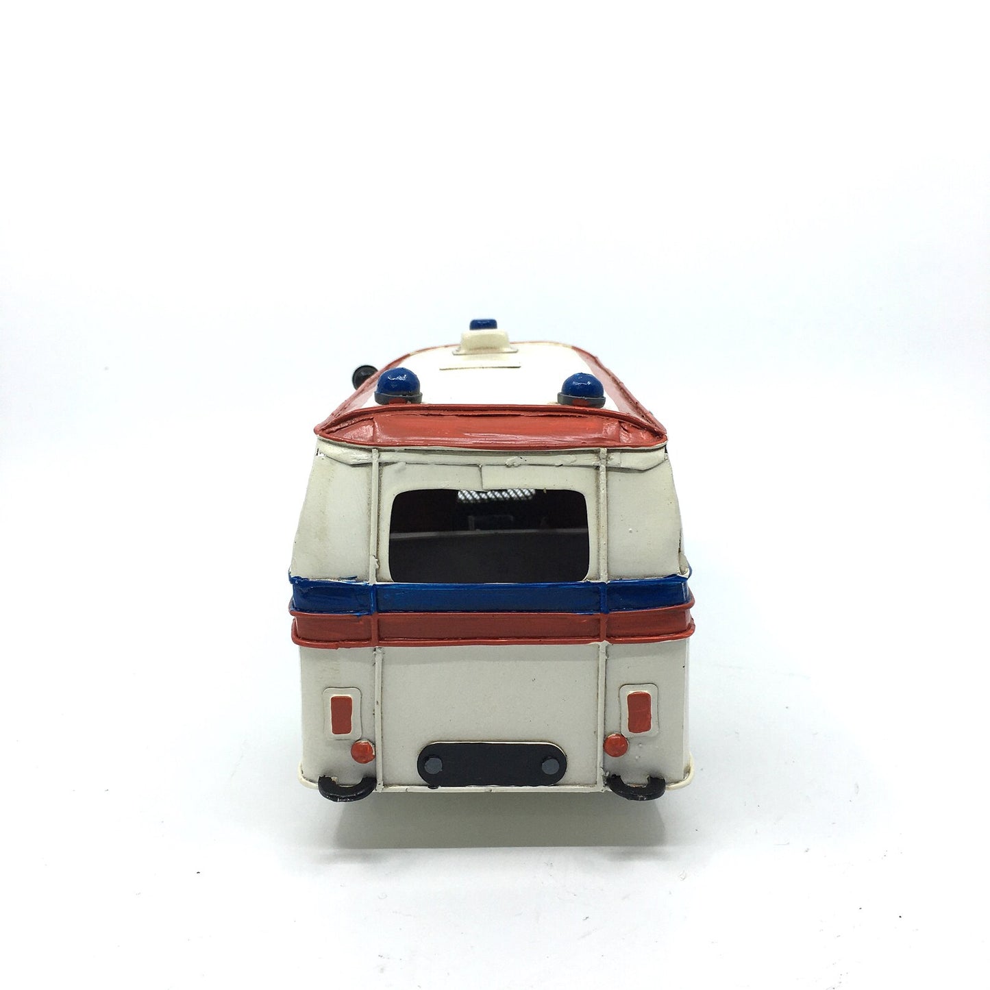 Retro Classic Nostalgic Metal Blue and White Ambulance Figurine