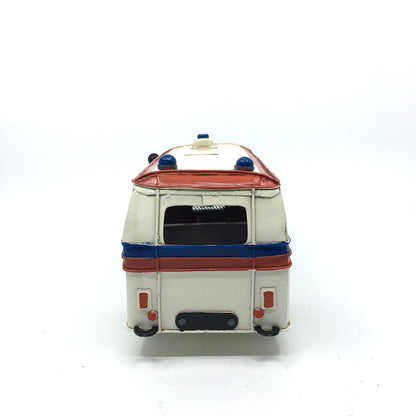 Retro Classic Nostalgic Metal Blue and White Ambulance Figurine