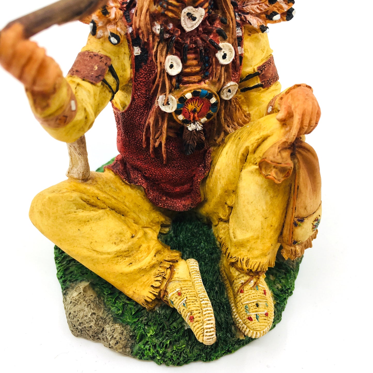 Native American Indian Chief Drinking Peace Pipe Decorative Figurine
