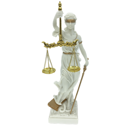 Matte White and Gold Colored Justice Goddess Themis Statue