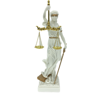 Matte White and Gold Colored Justice Goddess Themis Statue