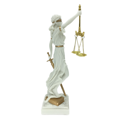 Matte White and Gold Colored Justice Goddess Themis Statue