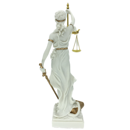 Matte White and Gold Colored Justice Goddess Themis Statue